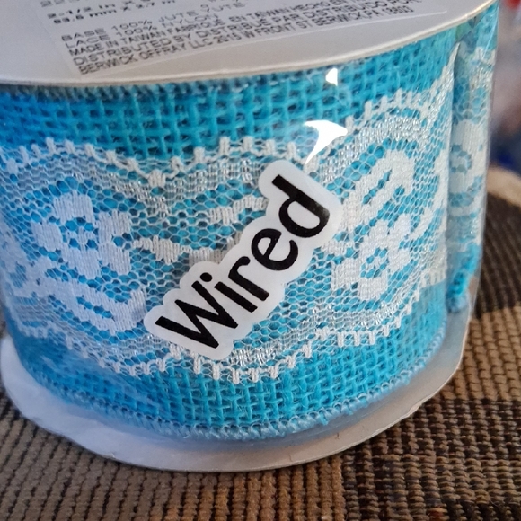 Other - Wired Turquoise Lace Burlap Ribbon